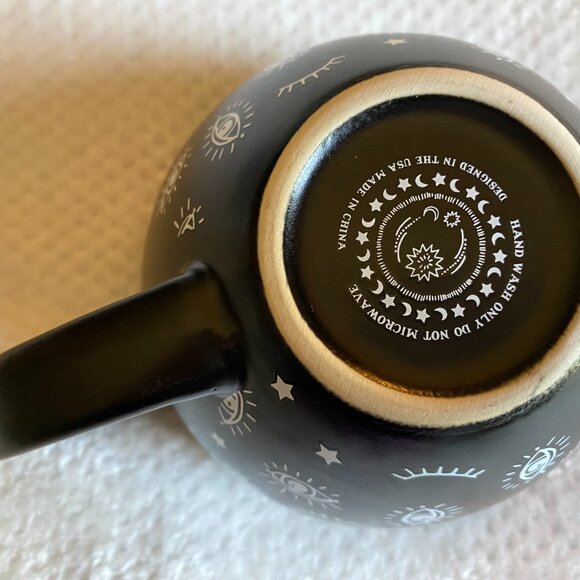 Stay Wild Moon Child Third Eye Black and White Wide 18oz Cappuccino Coffee Mug - Picture 6 of 9